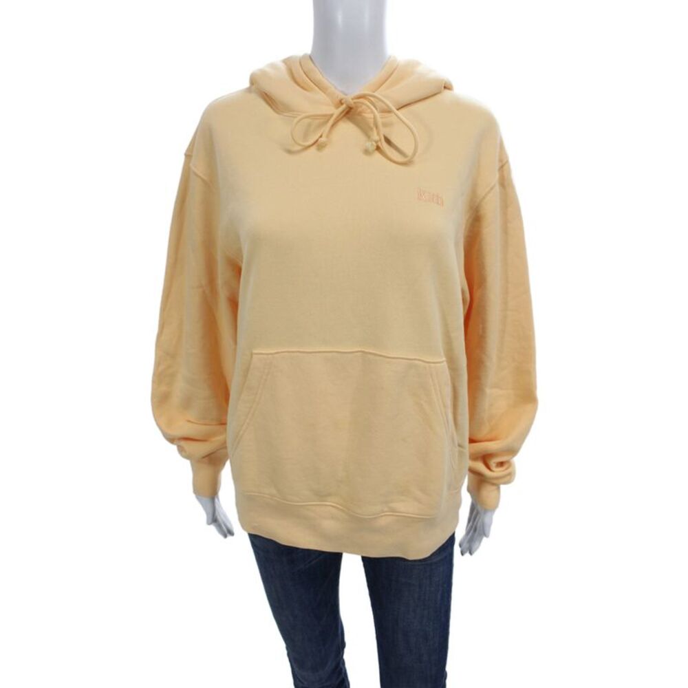 Kith Women Hooded Pullover Yellow Cotton Drawstring Long Sleeve Size S